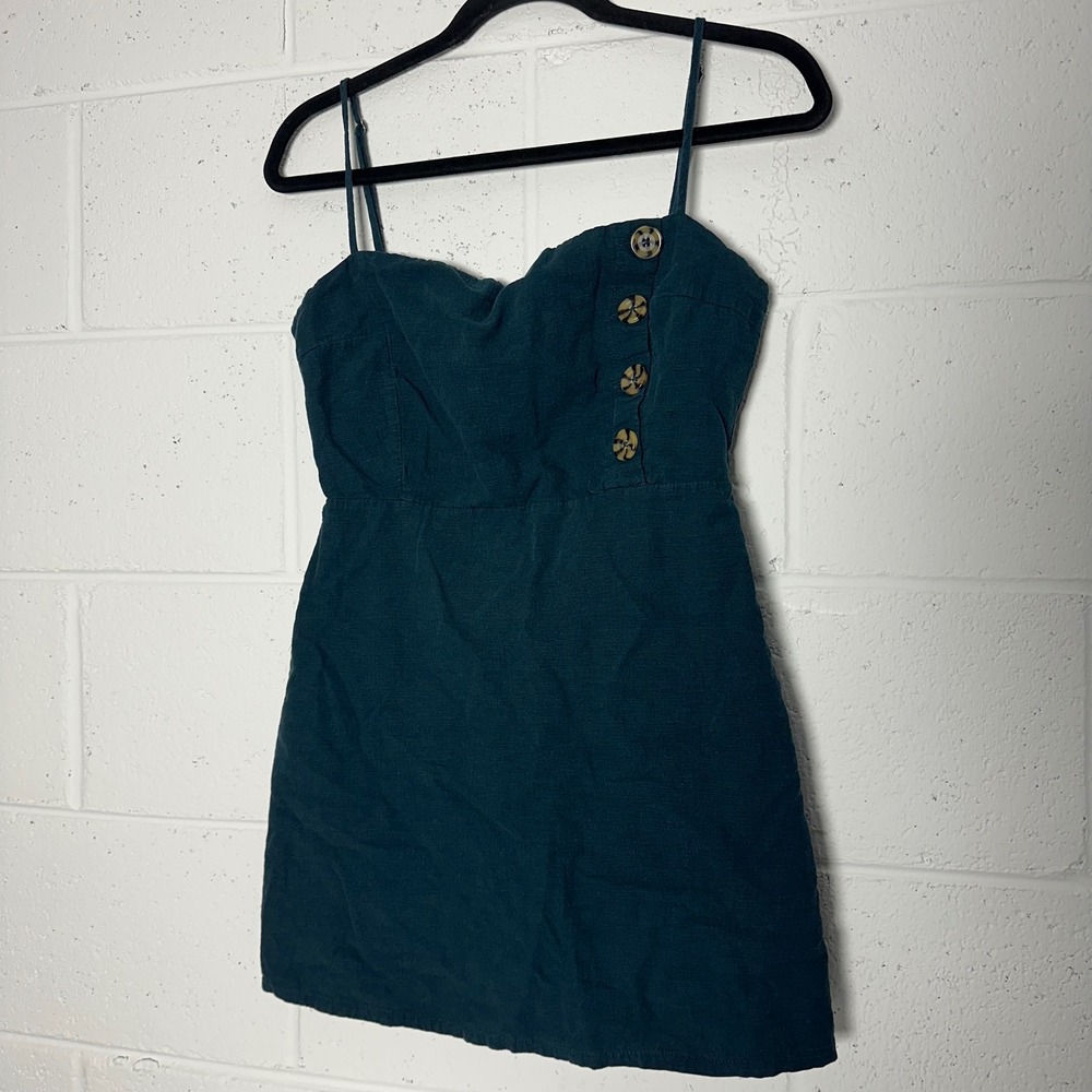 Urban Outfitters Teal Mini Dress Sweetheart Button Detail Size 4 y2k